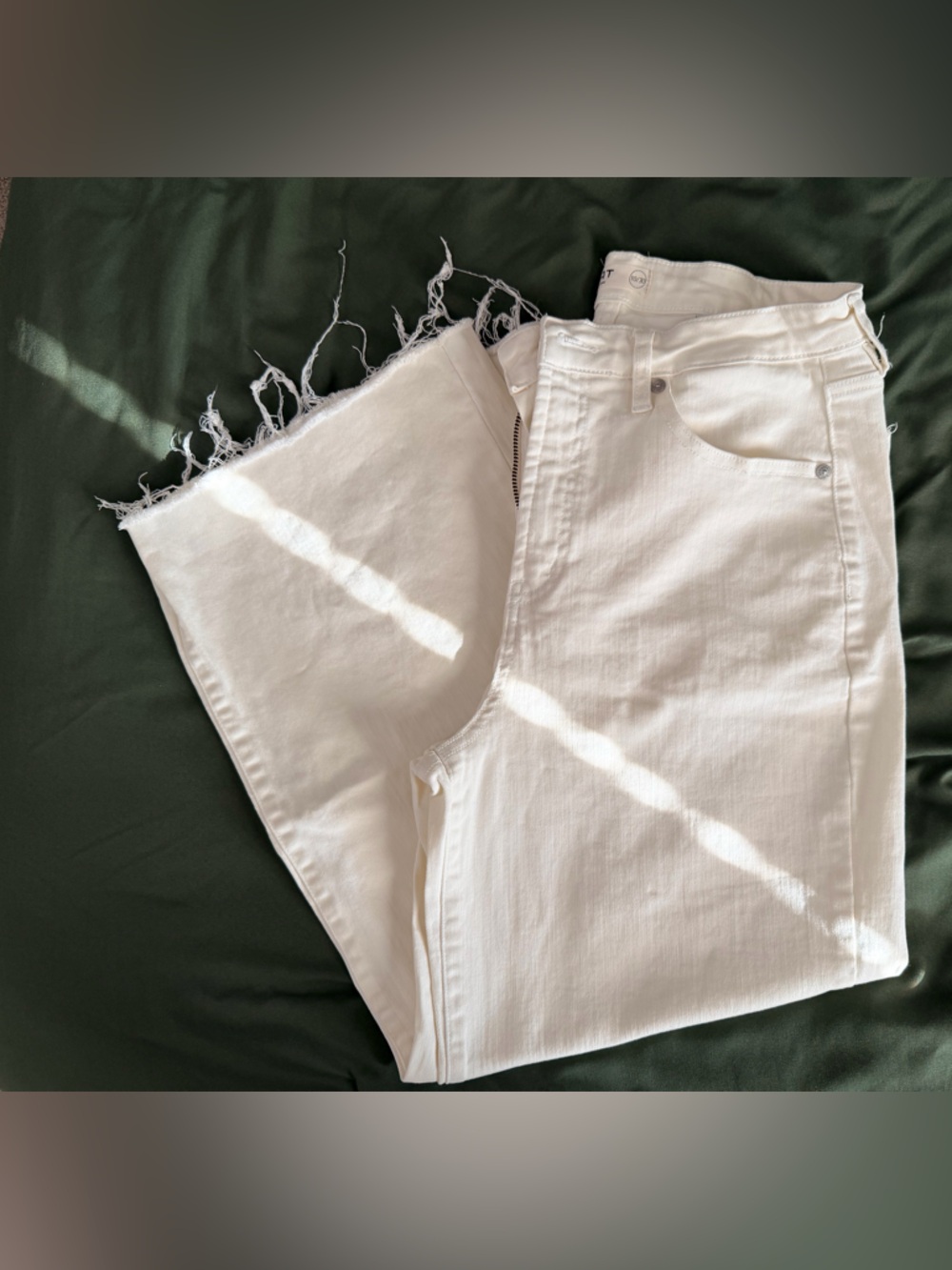 Oat New York White Denim Jeans with Lavender Accent Nails
